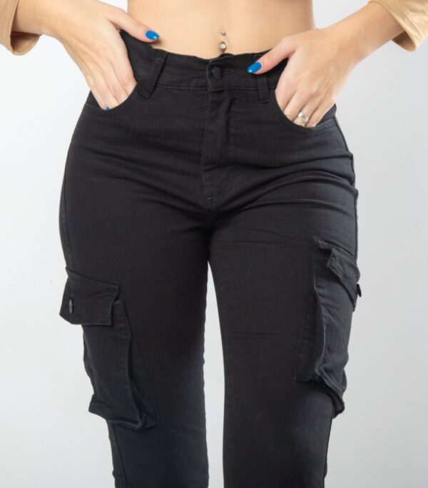 Pantalón Cargo Elastizado Negro, foto 4