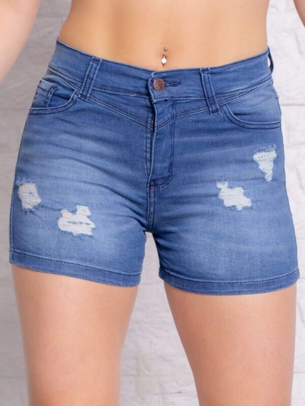 Short Elastizado Celeste Con Roturas
