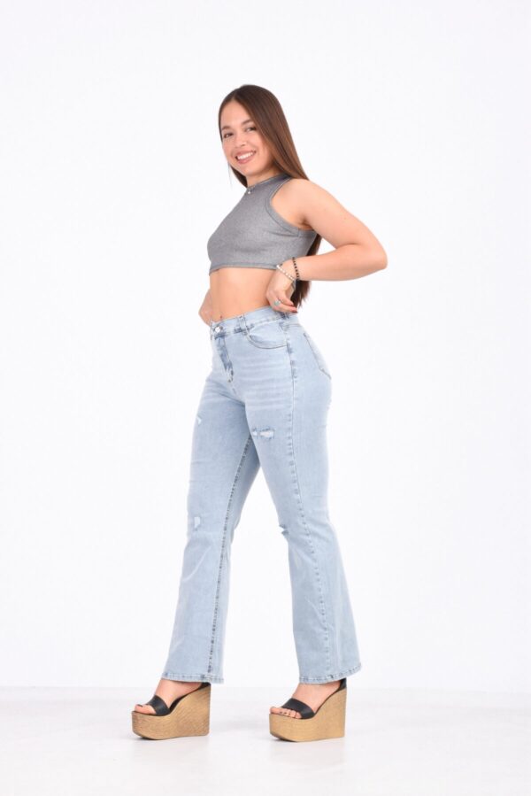 Wide Elastizado Celeste Claro Con Roturas, foto 6
