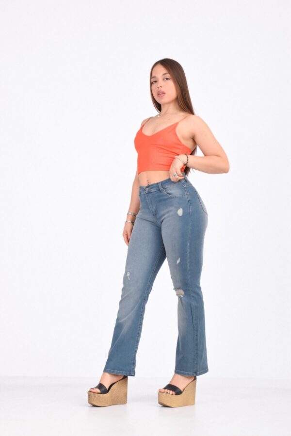 Wide Elastizado Azul Matizado Con Roturas, foto 5
