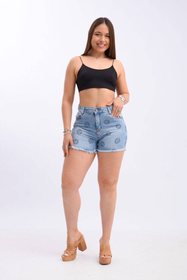 Short Rígido Celeste Floral, foto 3