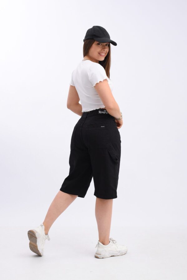 Bermuda Baggy Tiro Medio Rígido Negro, foto 4
