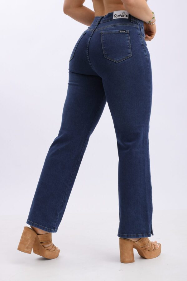 Jean Wide Leg Elastizado Azul Con Avertura En La Bota, foto 3