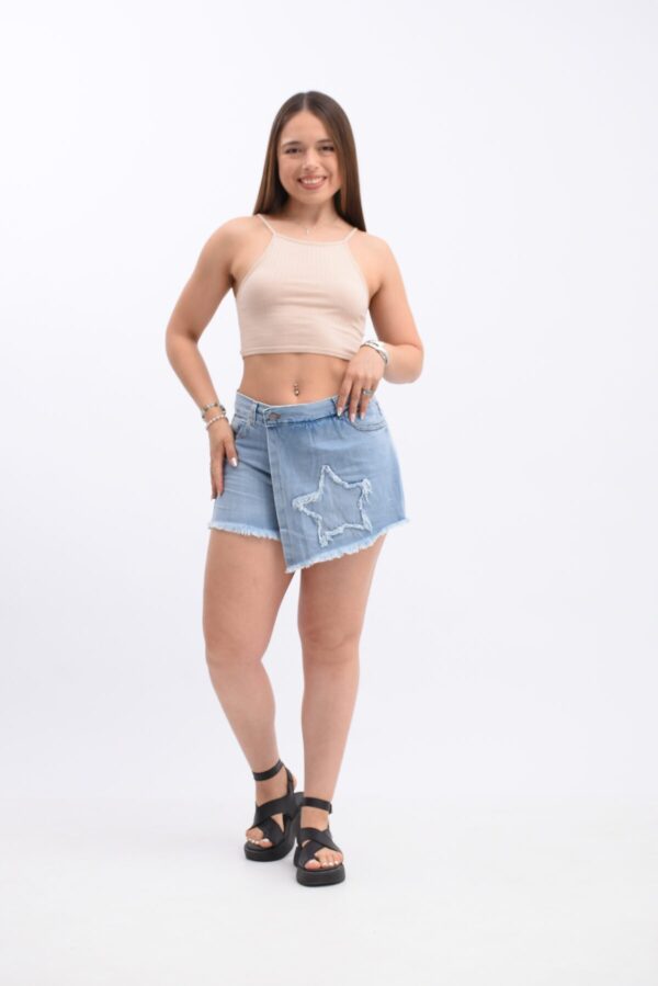 Short Pollera Rígido Celeste Con Estrellas, foto 5
