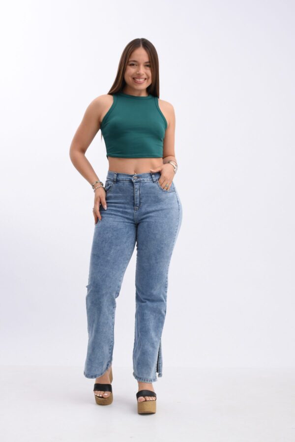 Pantalón Wide Elastizado Azul Medio, foto 3