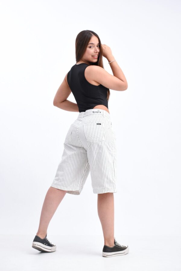 Bermuda Baggy Rígido Blanco Rayado, foto 6