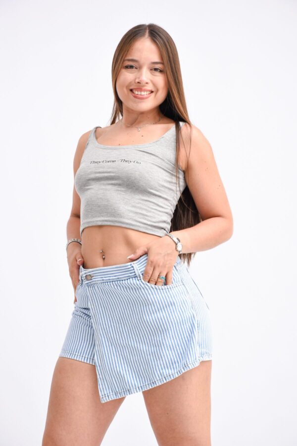 Short Pollera Rígido Celeste Rayado, foto 4