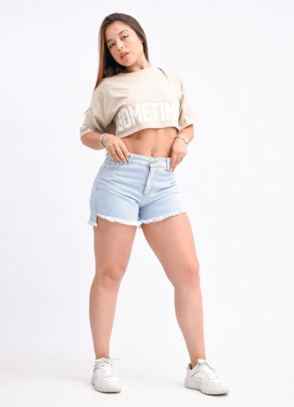 Short Rígido Celeste Rayado, foto 5