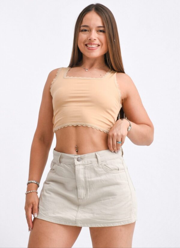 Short Pollera Rígido Beige, foto 5