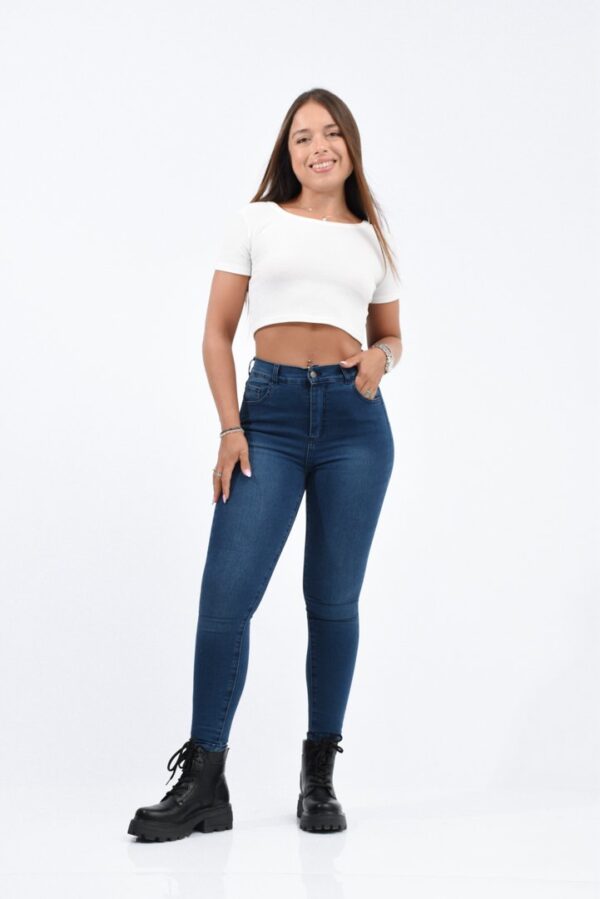 Jean Clásico Recto Elastizado Azul Matizado, foto 4