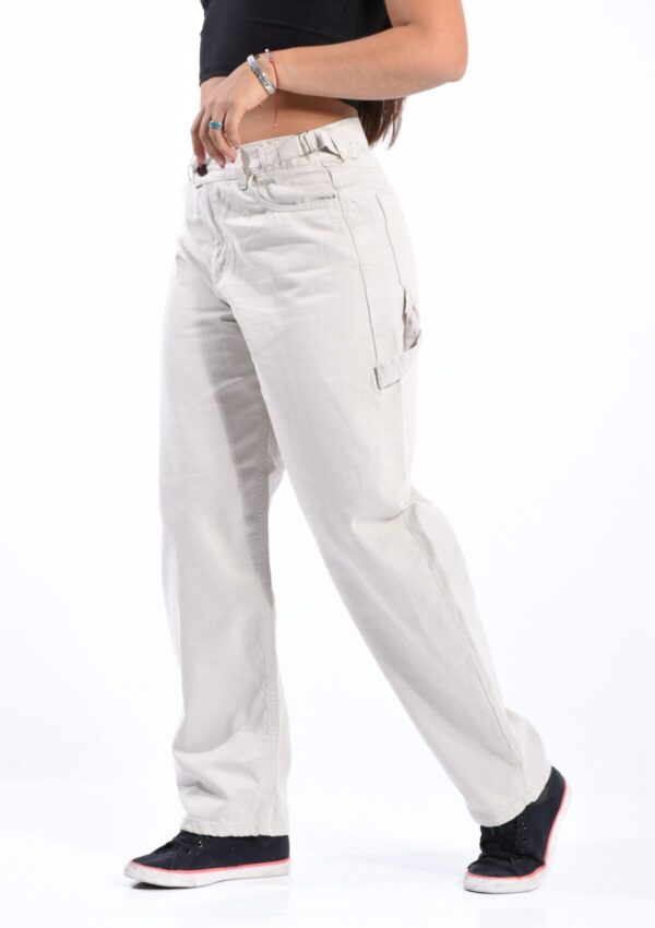 Baggy Carpintero Rígido Beige Con Cintura Reguladora
