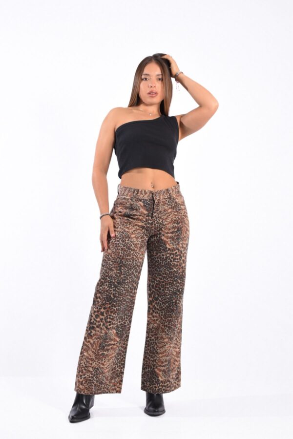 Wide Rígido Marrón Animal Print Leopardo, foto 5