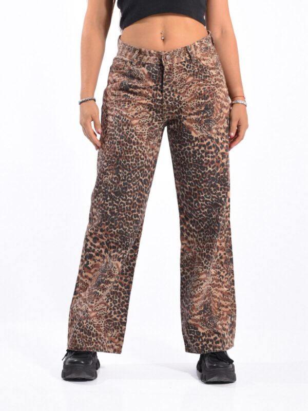 Wide Rígido Marrón Animal Print Leopardo