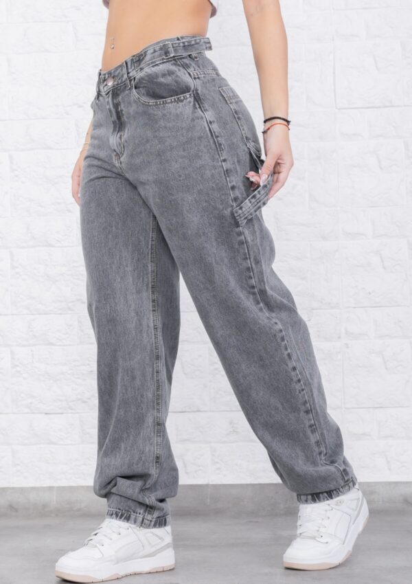 Baggy Carpintero Rígido Gris Oscuro Con Cintura Reguladora