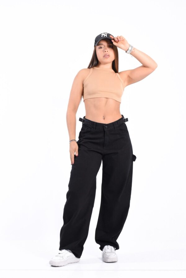 Baggy Rígido Negro Con Cintura Reguladora, foto 7