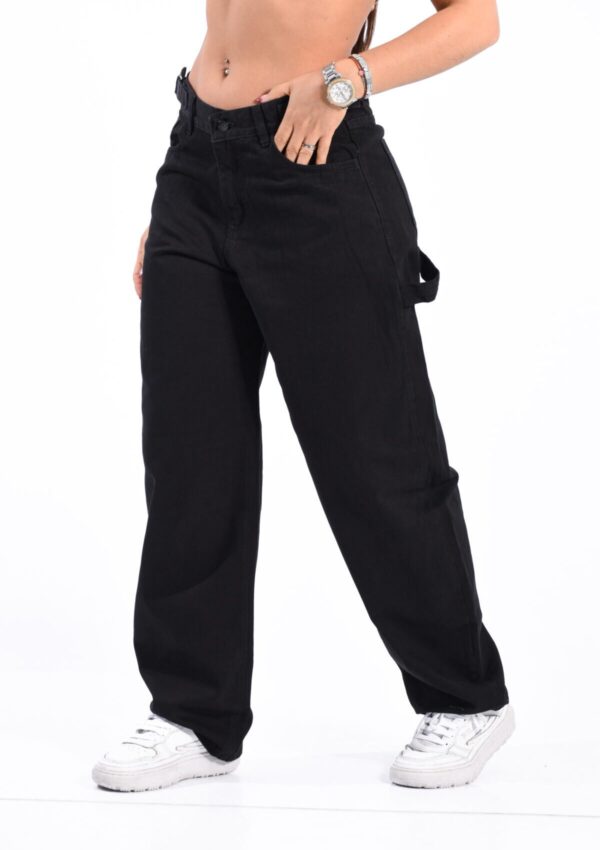 Baggy Rígido Negro Con Cintura Reguladora