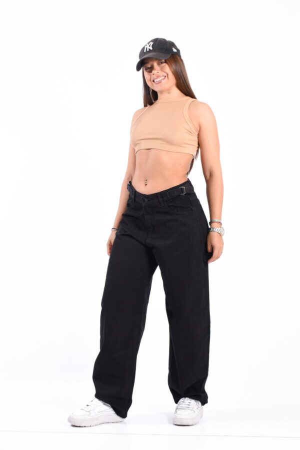 Baggy Rígido Negro Con Cintura Reguladora, foto 6