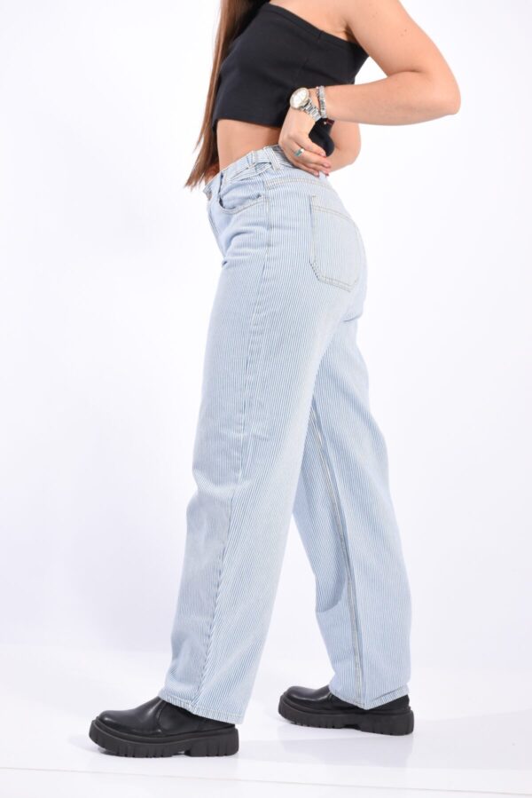 Baggy Carpintero Rígido Celeste Rayado Con Cintura Reguladora, foto 8