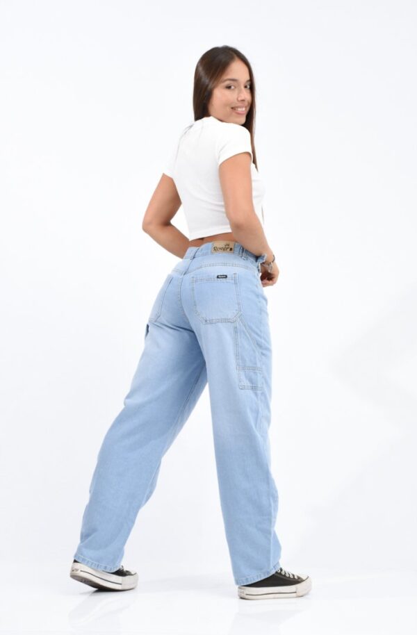 Jean Baggi Rigido Celeste Carpintero Con Cintura Reguladora, foto 6