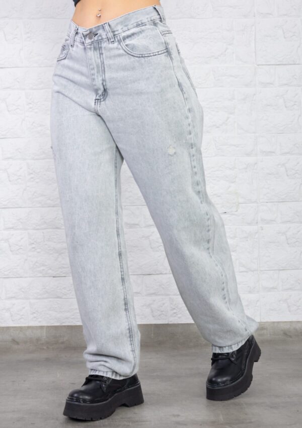 Baggy Rígido Grey Con Roturas