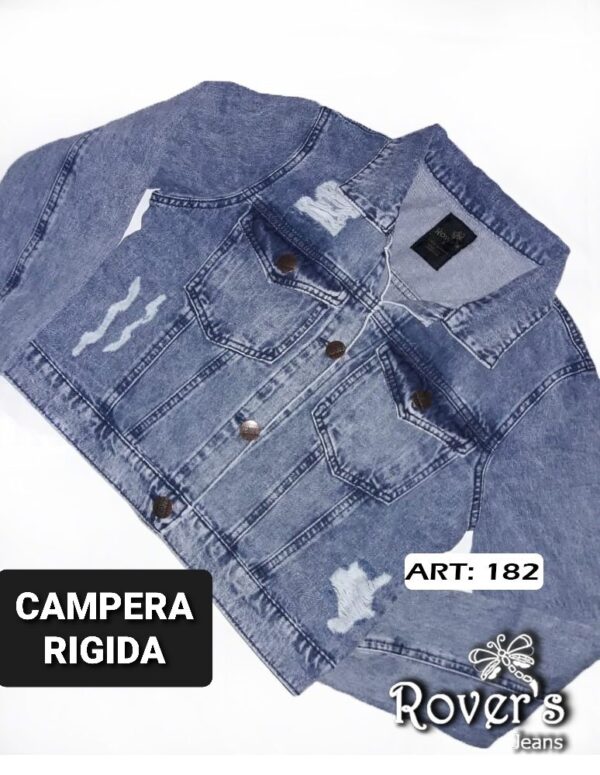 Campera Rígido Azul Con Roturas