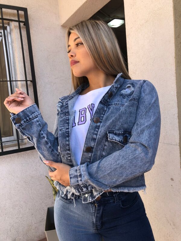 Campera Rígido Azul Nevado Con Roturas, foto 4