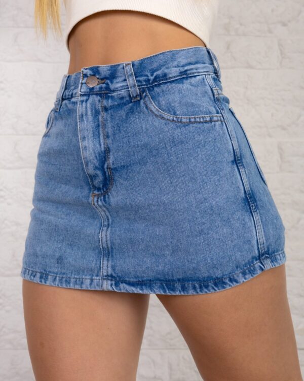 Doble Short Pollera Rígido Azul Nevado