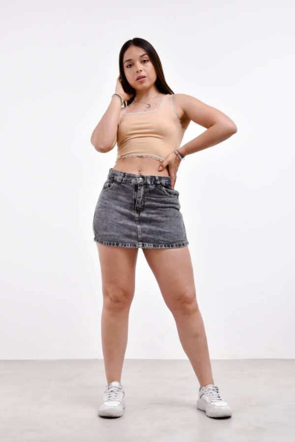 Doble Short Pollera Rígido Gris, foto 5